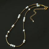 Starry Scattered Irregular Freshwater Pearl Collarbone Necklace - floysun