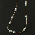 Starry Scattered Irregular Freshwater Pearl Collarbone Necklace - floysun