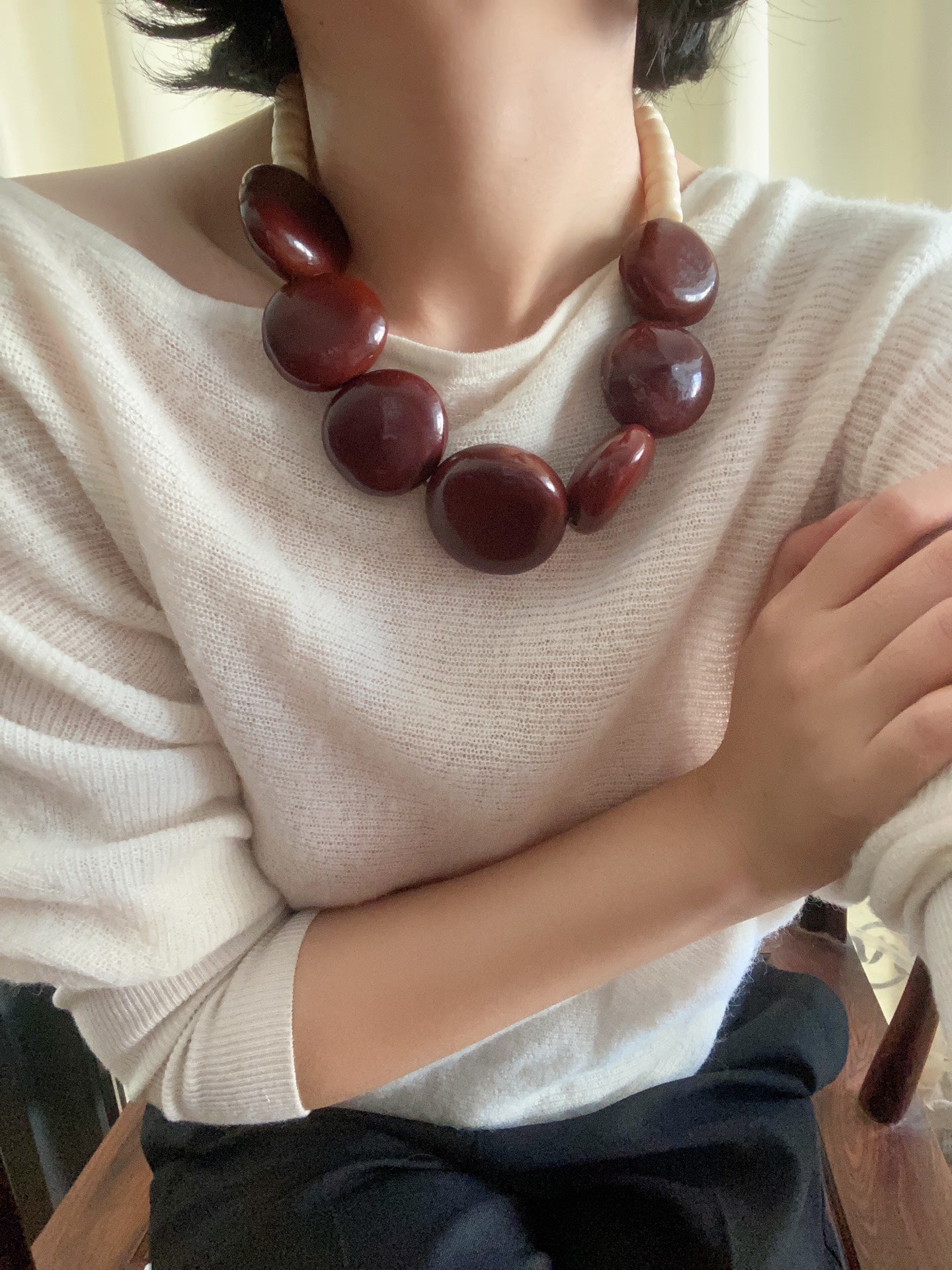 Statement Handcrafted Dragon Bean & Ivory Nut Necklace - floysun
