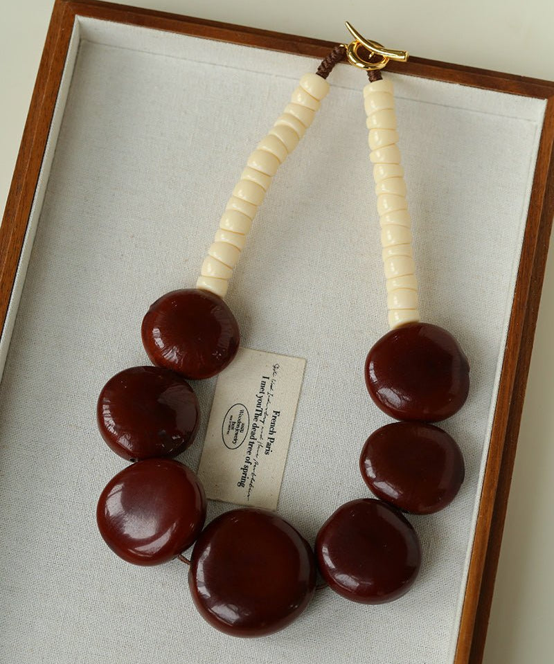 Statement Handcrafted Dragon Bean & Ivory Nut Necklace - floysun