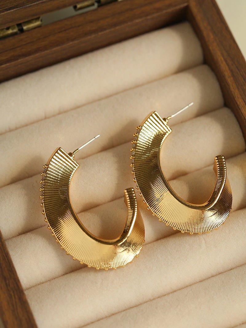 Stellar C - Shape Pavé Zirconia Earrings - floysun