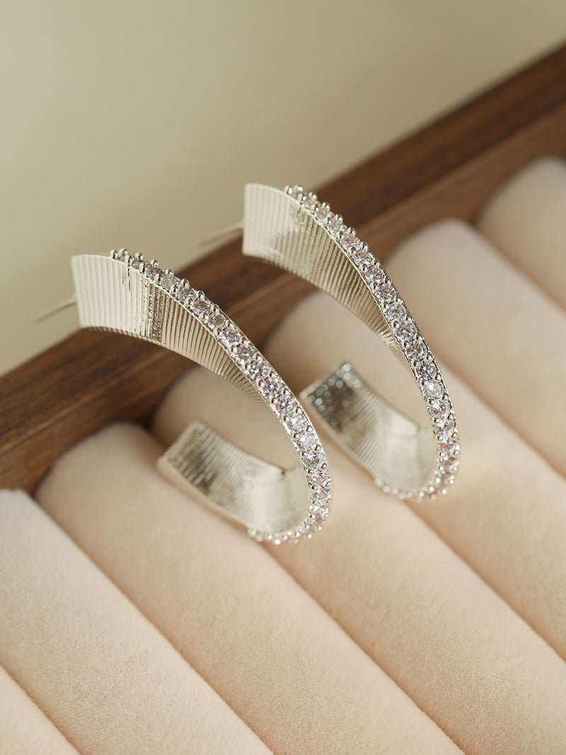 Stellar C - Shape Pavé Zirconia Earrings - floysun