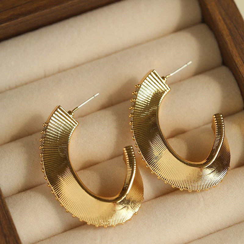 Stellar C - Shape Pavé Zirconia Earrings - floysun