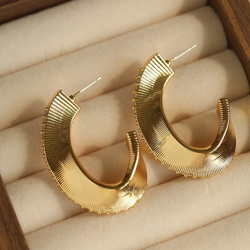 Stellar C - Shape Pavé Zirconia Earrings - floysun