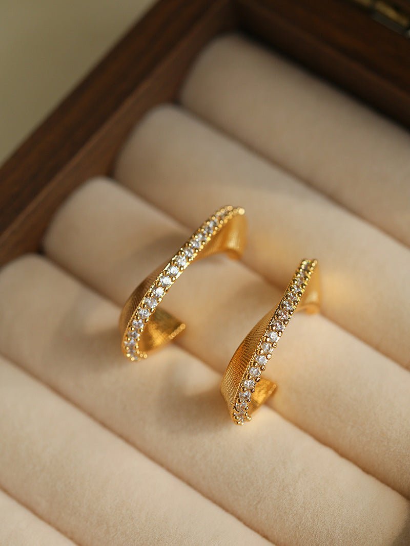 Stellar C - Shape Pavé Zirconia Earrings - floysun