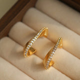 Stellar C - Shape Pavé Zirconia Earrings - floysun