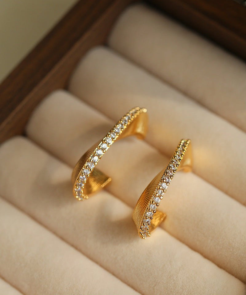 Stellar C - Shape Pavé Zirconia Earrings - floysun