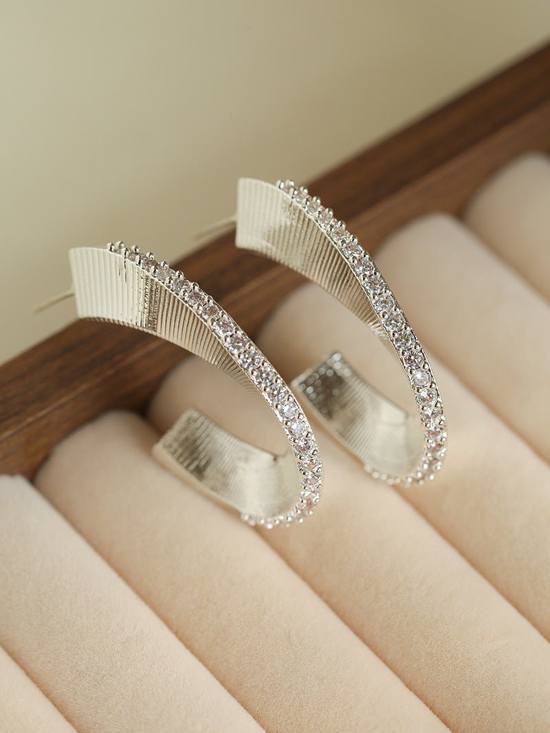 Stellar C - Shape Pavé Zirconia Earrings - floysun