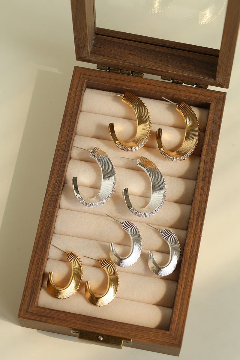 Stellar C - Shape Pavé Zirconia Earrings - floysun