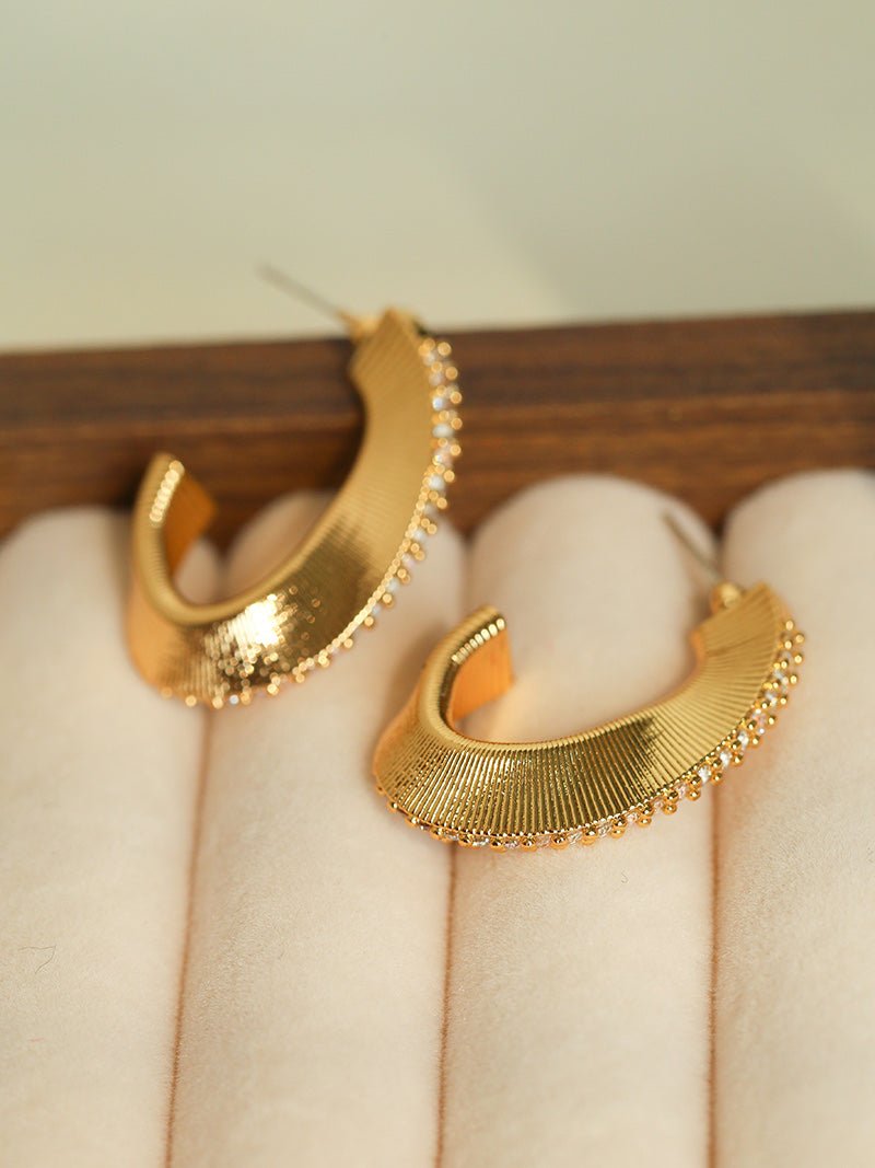 Stellar C - Shape Pavé Zirconia Earrings - floysun