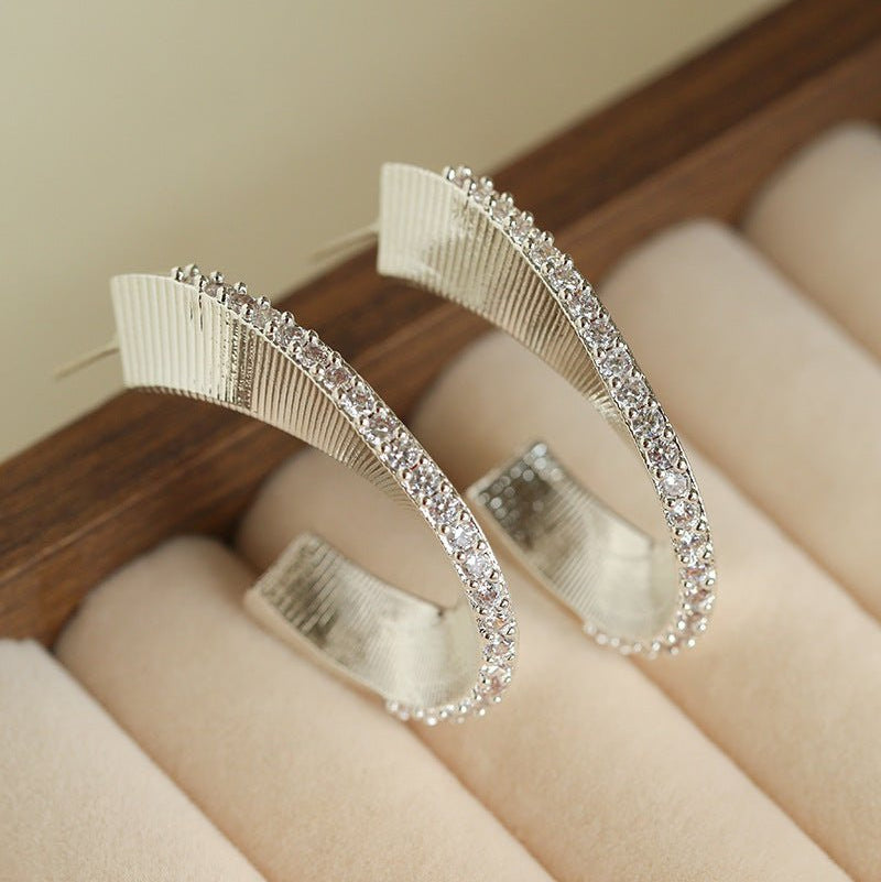 Stellar C - Shape Pavé Zirconia Earrings - floysun