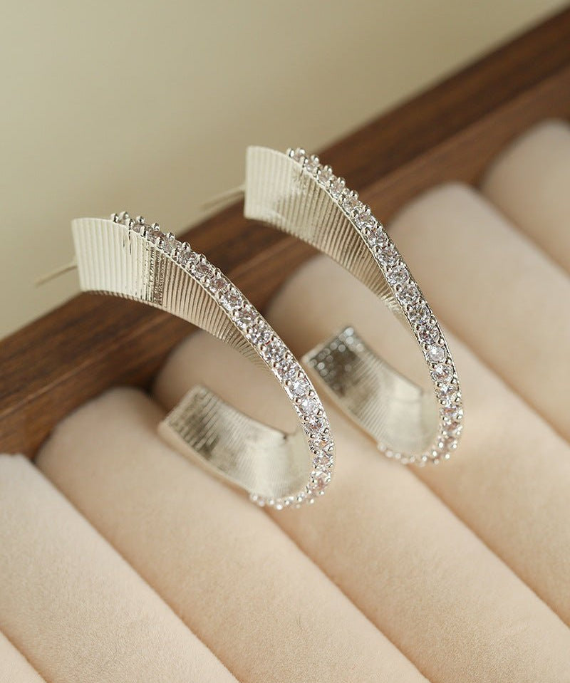 Stellar C - Shape Pavé Zirconia Earrings - floysun