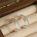 Stellar C - Shape Pavé Zirconia Earrings - floysun