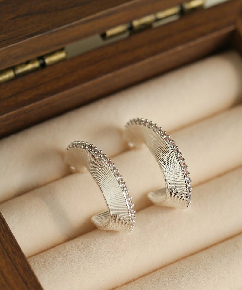 Stellar C - Shape Pavé Zirconia Earrings - floysun