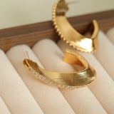 Stellar C - Shape Pavé Zirconia Earrings - floysun