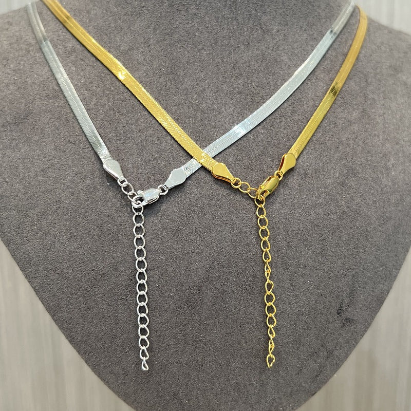 Sterling Silver 2.1mm/ 3.0mm Blade Snake Chain Necklace - floysun