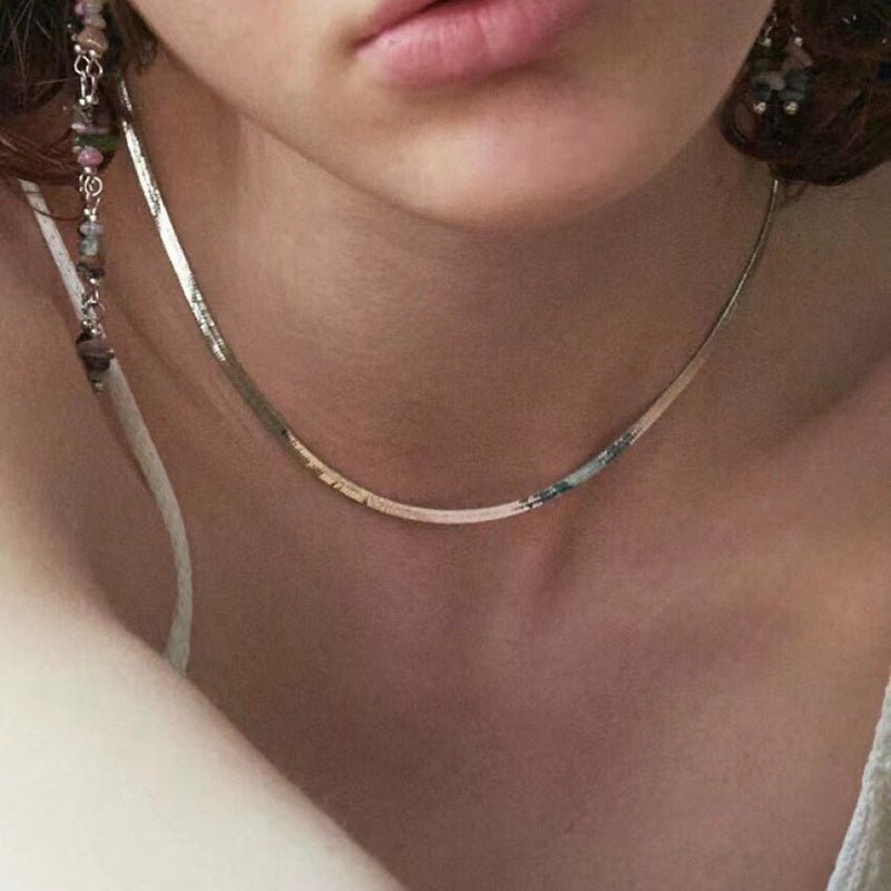 Sterling Silver 2.1mm/ 3.0mm Blade Snake Chain Necklace - floysun