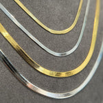 Sterling Silver 2.1mm/ 3.0mm Blade Snake Chain Necklace - floysun