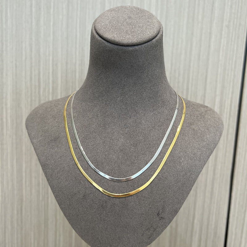 Sterling Silver 2.1mm/ 3.0mm Blade Snake Chain Necklace - floysun