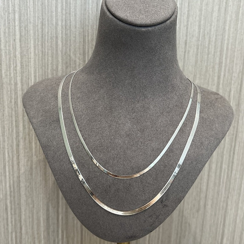 Sterling Silver 2.1mm/ 3.0mm Blade Snake Chain Necklace - floysun