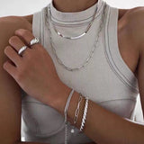 Sterling Silver 2.1mm/ 3.0mm Blade Snake Chain Necklace - floysun