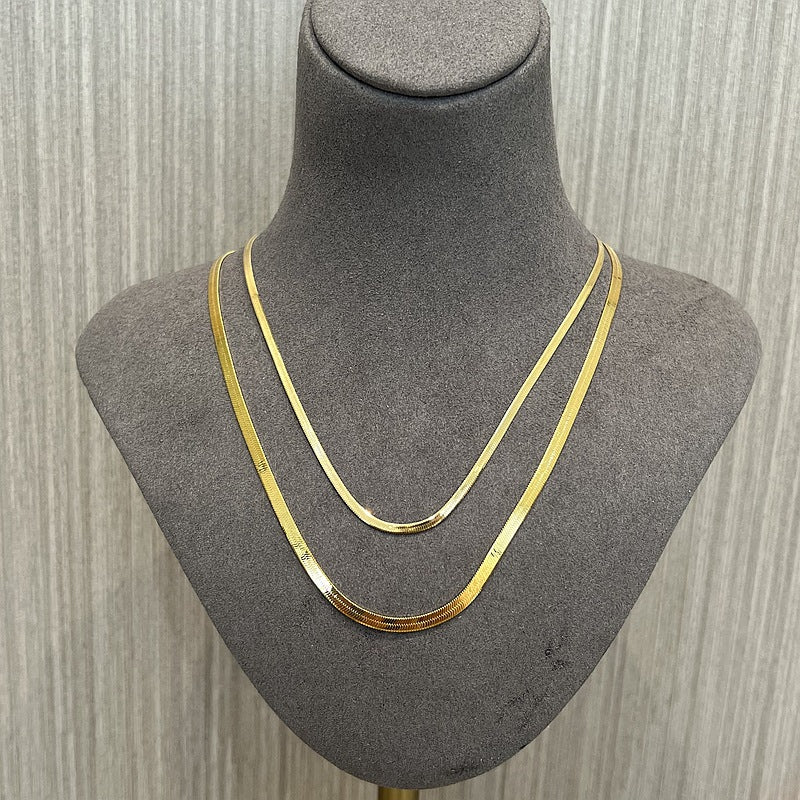 Sterling Silver 2.1mm/ 3.0mm Blade Snake Chain Necklace - floysun