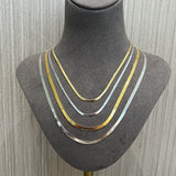 Sterling Silver 2.1mm/ 3.0mm Blade Snake Chain Necklace - floysun