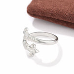 Sterling Silver Fleur-de-Lis Double Hook Adjustable Ring - floysun