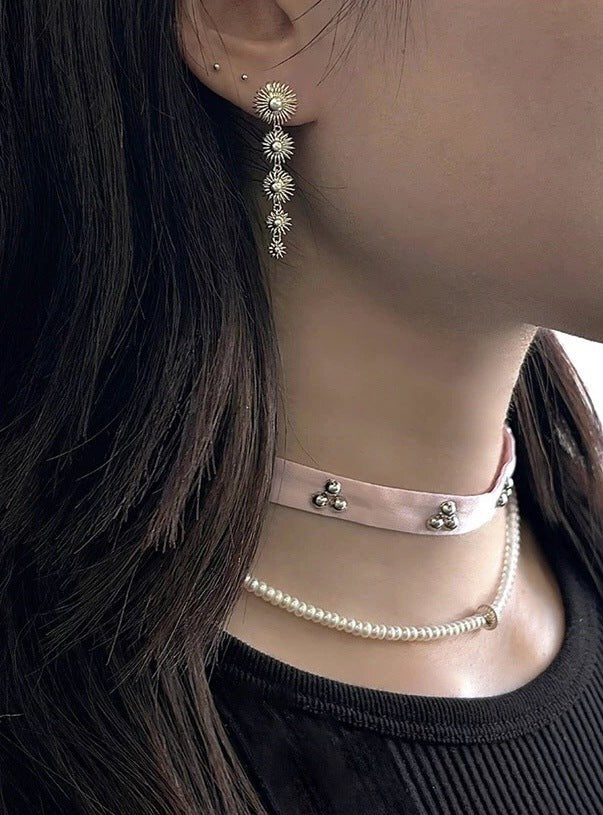 Sterling Silver Floral Drop Earrings - floysun