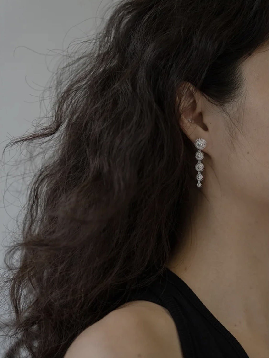 Sterling Silver Floral Drop Earrings - floysun