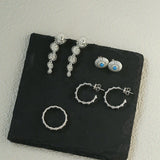 Sterling Silver Floral Hoop C - shaped Earrings - floysun