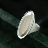 Matte Sterling Silver Series Stellar Ring with Oval Black Onyx/Gray Chalcedony
