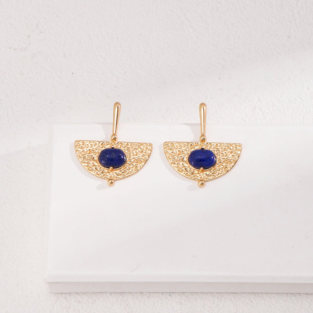 Sterling Silver Scalloped Lapis Earrings - floysun