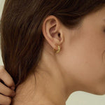 Sterling Silver Snake Chain Mini Hoops with Zircon - floysun