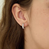 Sterling Silver Snake Chain Mini Hoops with Zircon - floysun
