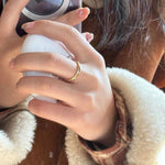 Sterling Silver Snake Chain Ring with Zircon - floysun