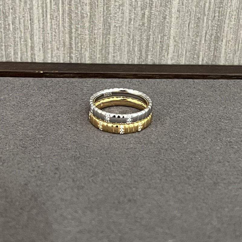 Sterling Silver Snake Chain Ring with Zircon - floysun