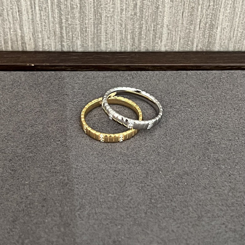 Sterling Silver Snake Chain Ring with Zircon - floysun