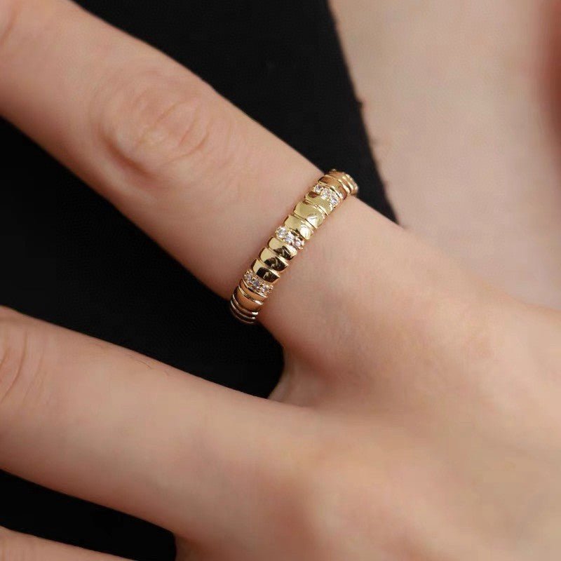 925 Silver Snake Texture Ring with Zircon Accent – floysun