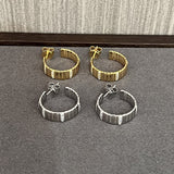 Sterling Silver Wide Snake Chain Hoop Earrings with Zircon - floysun
