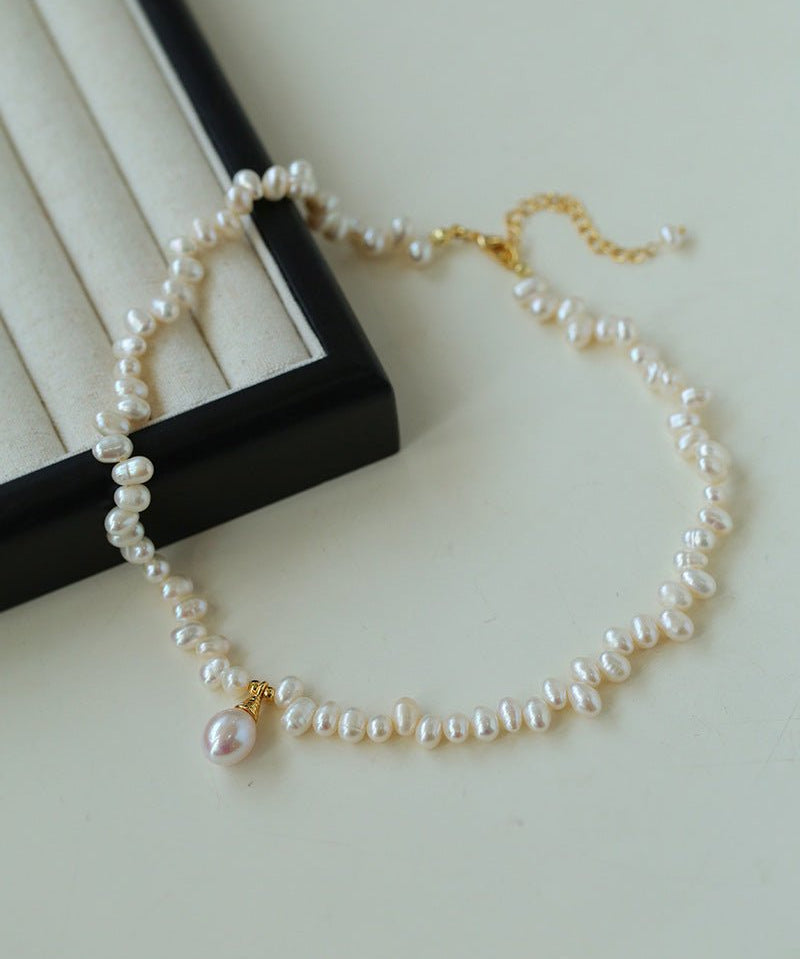 Stylish Classic Staggered Pearl Bead Pendant Necklace - floysun