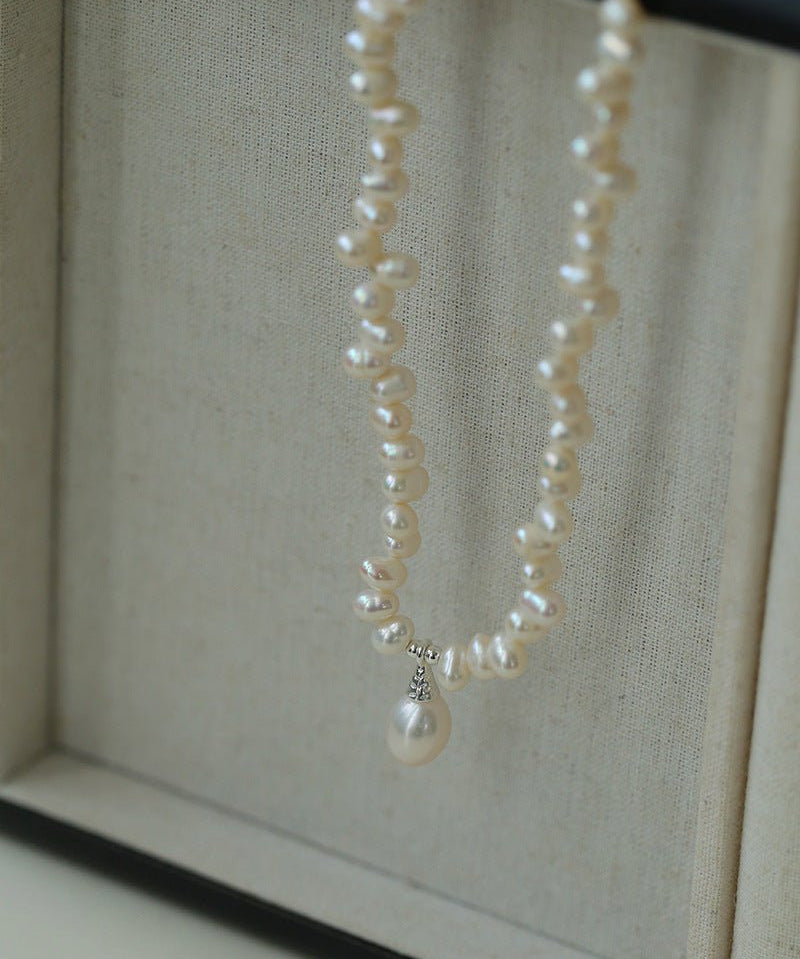 Stylish Classic Staggered Pearl Bead Pendant Necklace - floysun