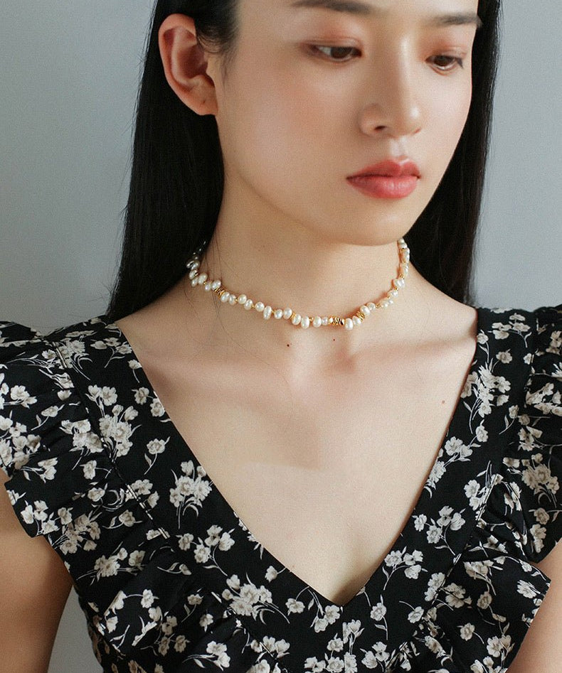 Stylish Classic Staggered Pearl Bead Pendant Necklace - floysun