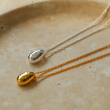 Stylish Small Water Drop Pendant Necklace - 18K Gold Vermeil - floysun