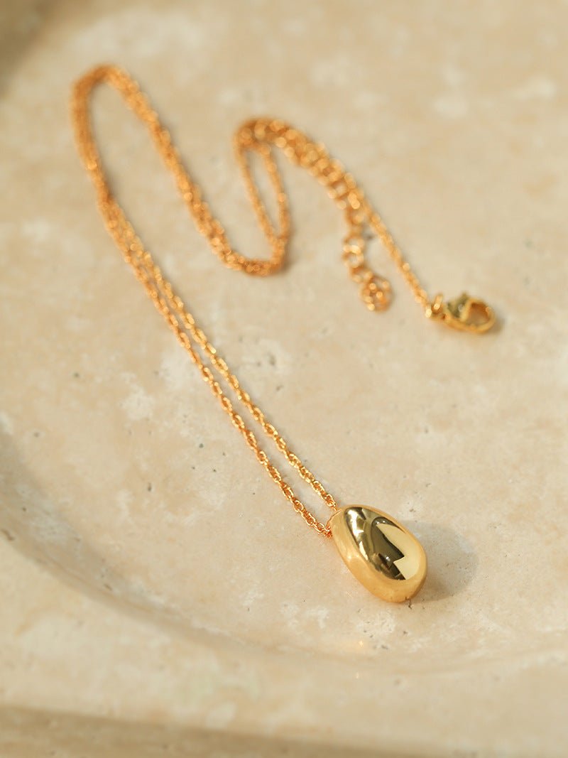 Stylish Small Water Drop Pendant Necklace - 18K Gold Vermeil - floysun