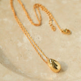 Stylish Small Water Drop Pendant Necklace - 18K Gold Vermeil - floysun