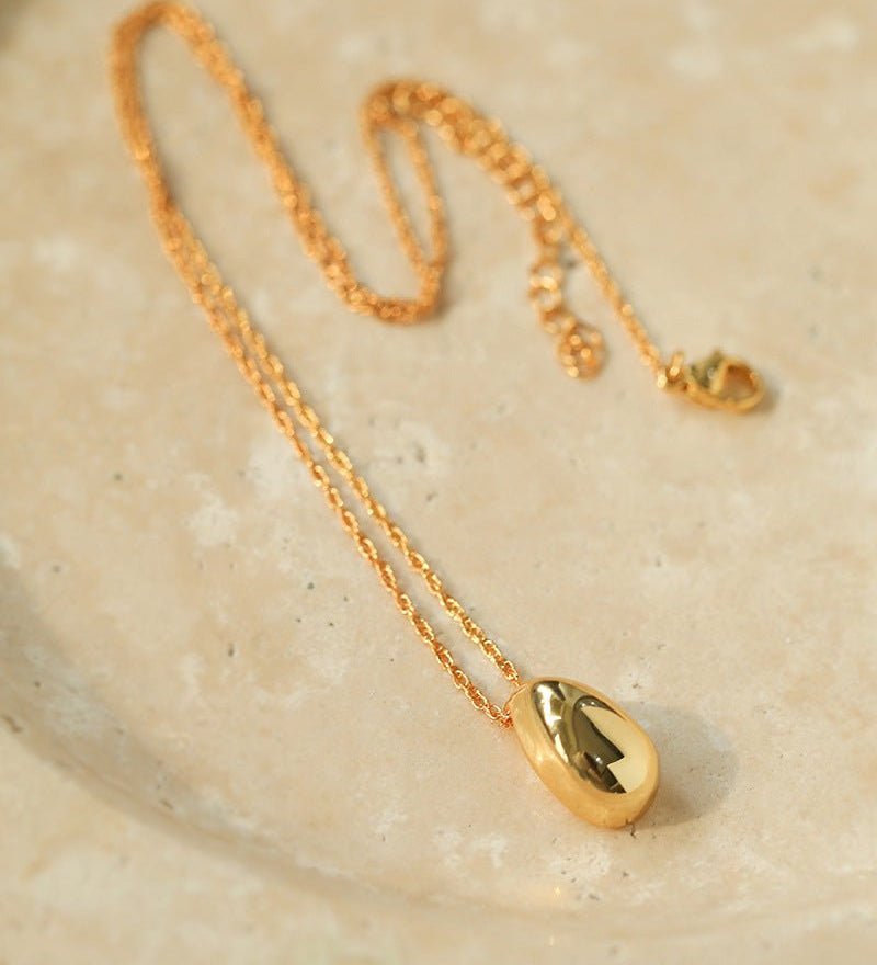 Stylish Small Water Drop Pendant Necklace - 18K Gold Vermeil - floysun