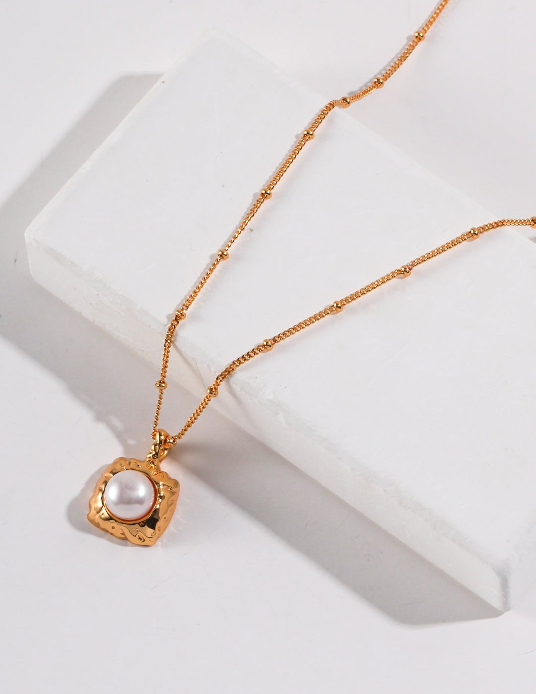 Sugar Cube Pearl Pendant Necklace - floysun