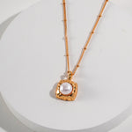 Sugar Cube Pearl Pendant Necklace - floysun