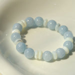 Summer Aquamarine & White Mother of Pearl Beaded Bracelet - floysun